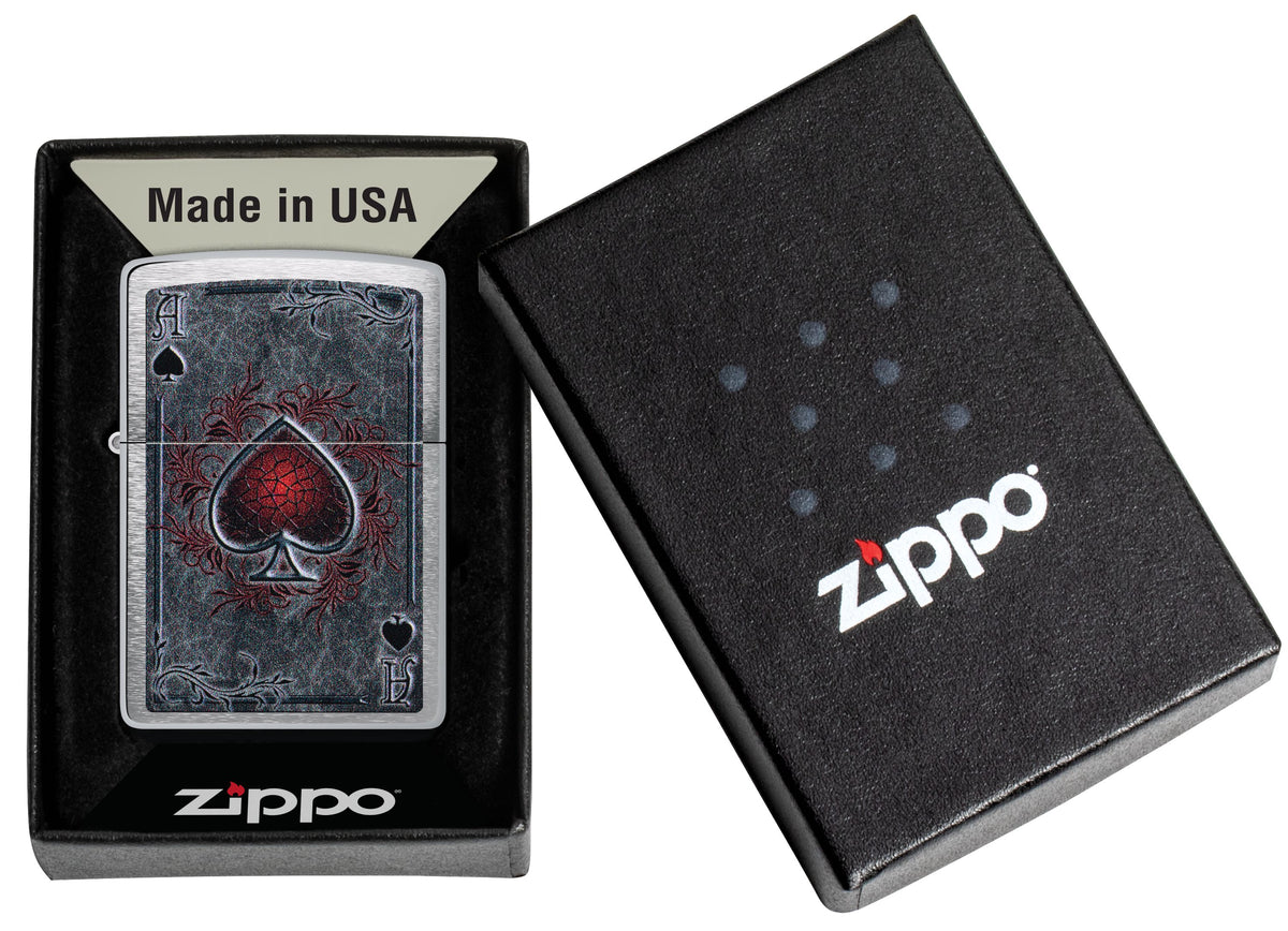 Zippo Ace of Spades, Brushed Chrome Lighter #47185