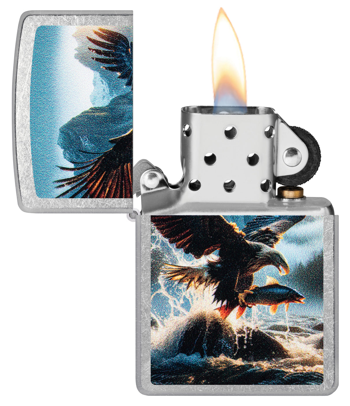 Zippo Eagle and Fish Artwork, Street Chrome Lighter #47188