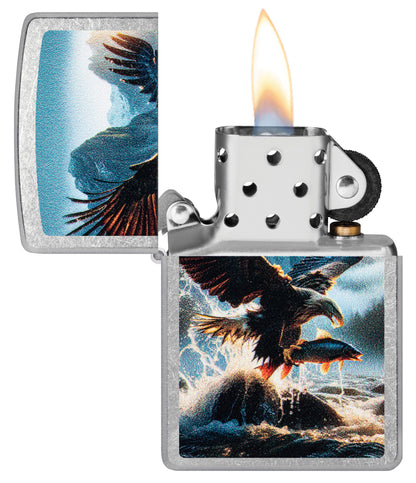 Zippo Eagle and Fish Artwork, Street Chrome Lighter #47188