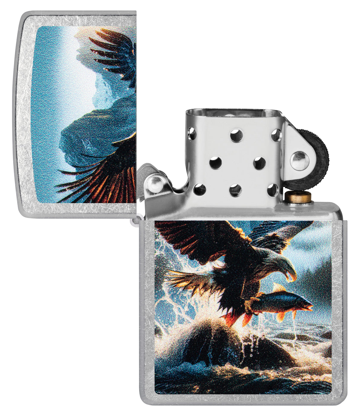 Zippo Eagle and Fish Artwork, Street Chrome Lighter #47188