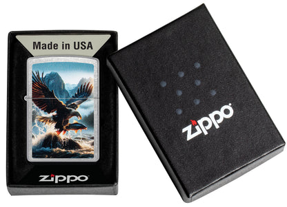 Zippo Eagle and Fish Artwork, Street Chrome Lighter #47188