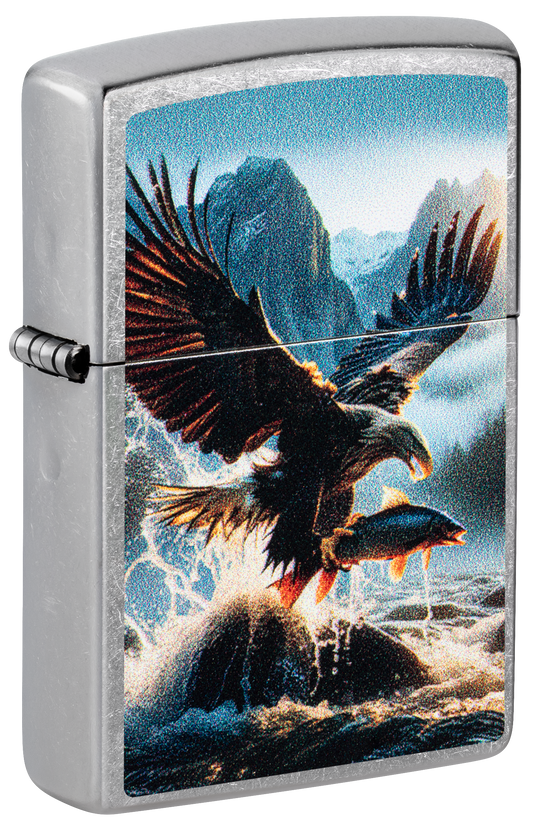 Zippo Eagle and Fish Artwork, Street Chrome Lighter #47188