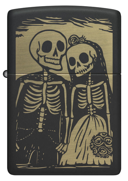 Zippo Skeleton Couple, Black Matte Lighter #47210
