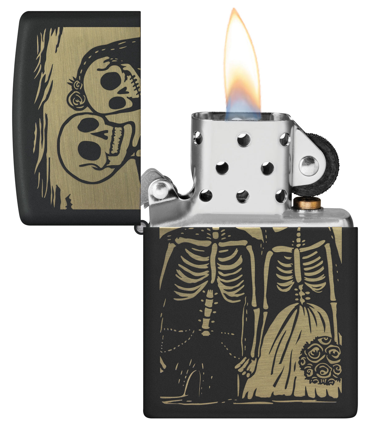 Zippo Skeleton Couple, Black Matte Lighter #47210