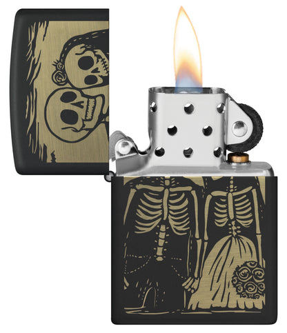 Zippo Skeleton Couple, Black Matte Lighter #47210