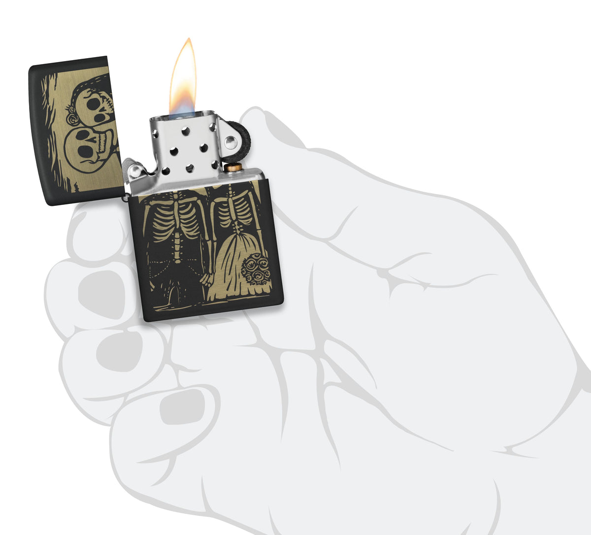 Zippo Skeleton Couple, Black Matte Lighter #47210