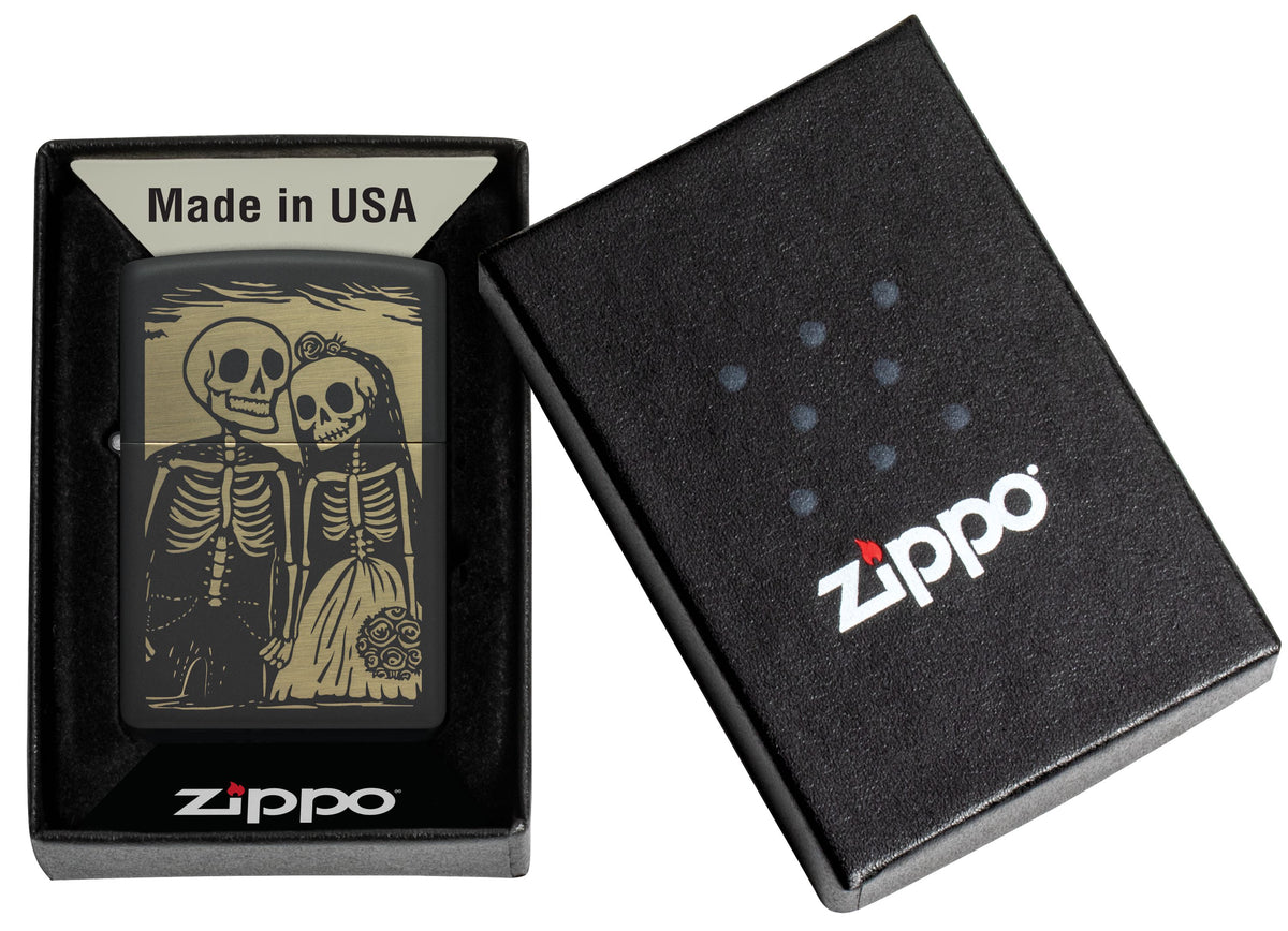 Zippo Skeleton Couple, Black Matte Lighter #47210