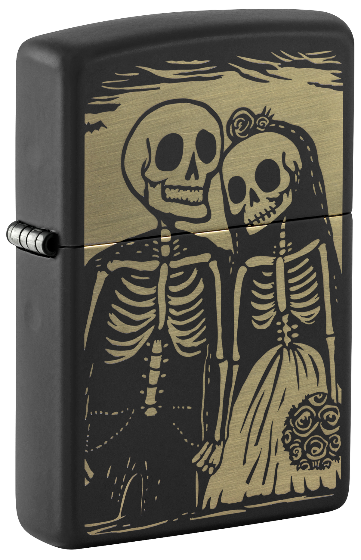 Zippo Skeleton Couple, Black Matte Lighter #47210