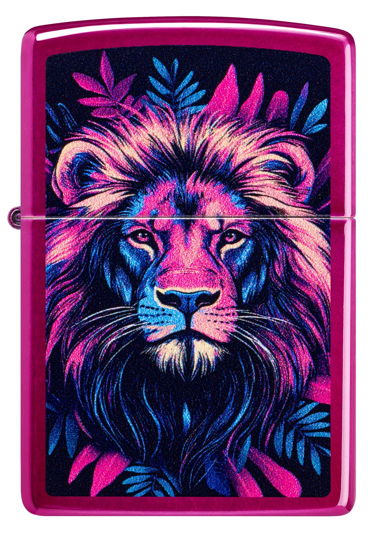 Zippo Lion Face Art, Candy Raspberry Lighter #47212