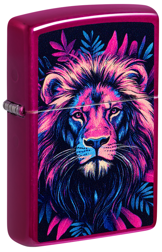 Zippo Lion Face Art, Candy Raspberry Lighter #47212