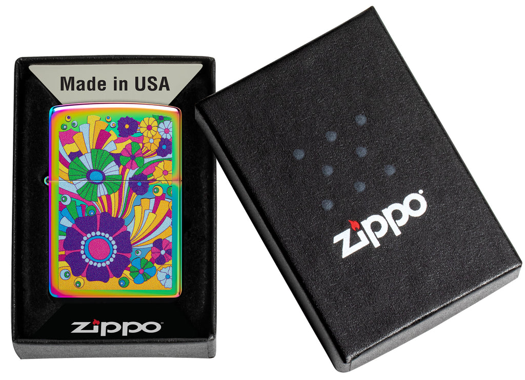 Zippo Vintage Flowers Hippie Retro Design, Multi Color Lighter #48997