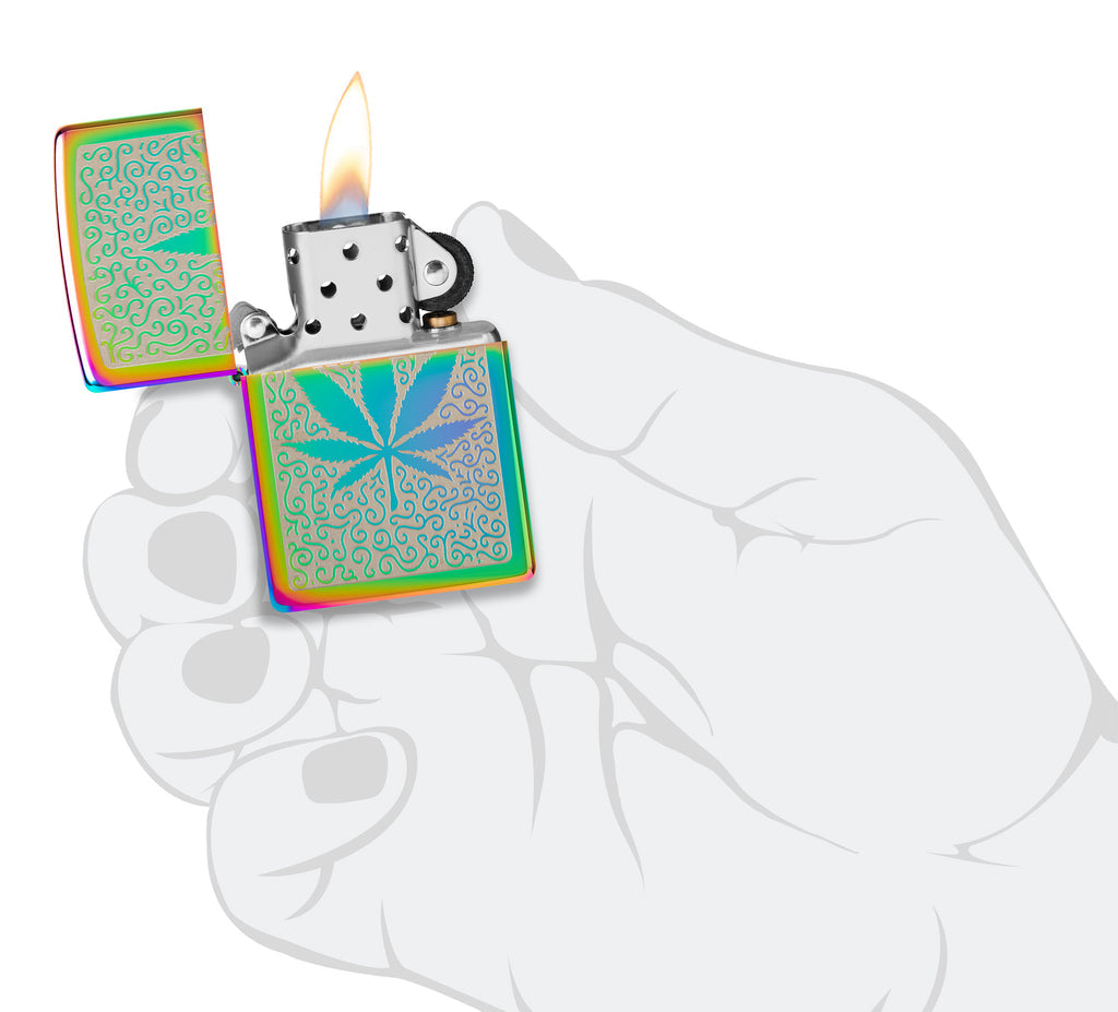 Zippo Cannabis Laser Engrave Design, Multi Color Lighter #48925