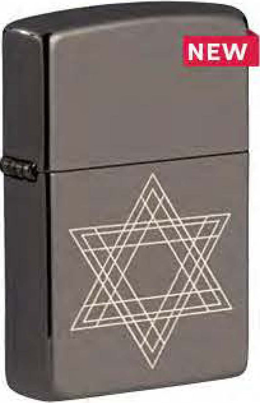 Zippo Star Laser Engraved Design, Black Ice Windproof Lighter #49685
