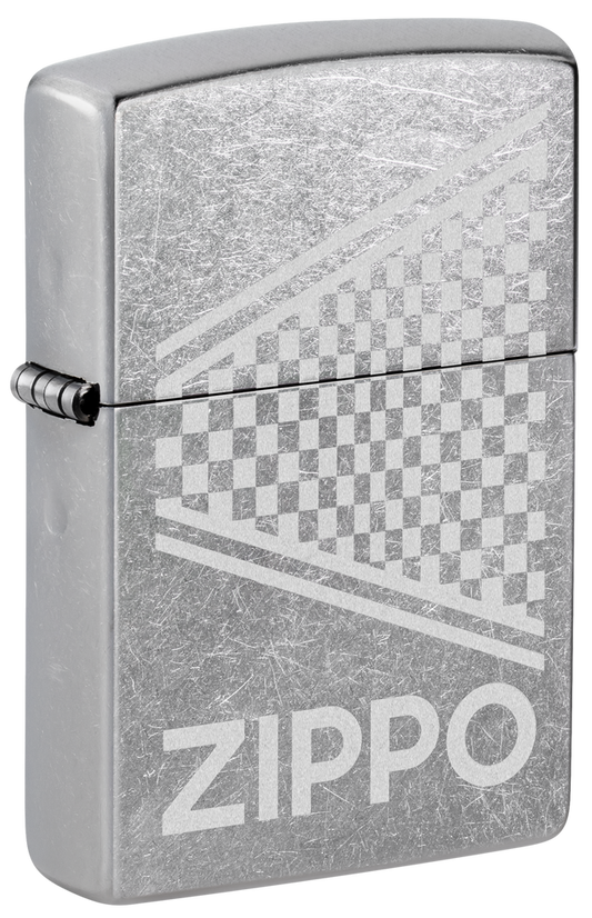 Zippo Checked Zippo Design, Street Chrome Lighter #48492