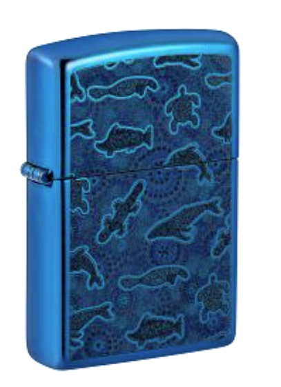 Zippo Sea Life Pattern Design, High Polish Blue Lighter #48025