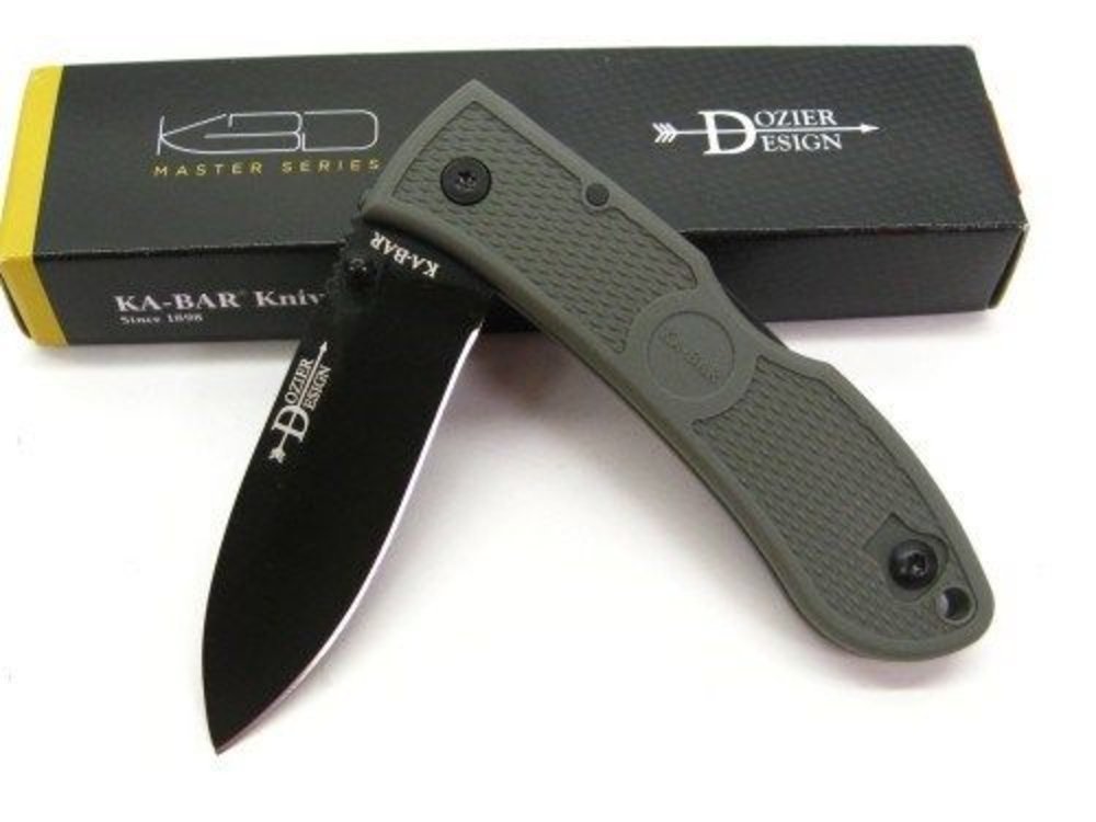 Ka-Bar Dozier Folding Hunter With Thumb Stud, Foliage Green #4062FG