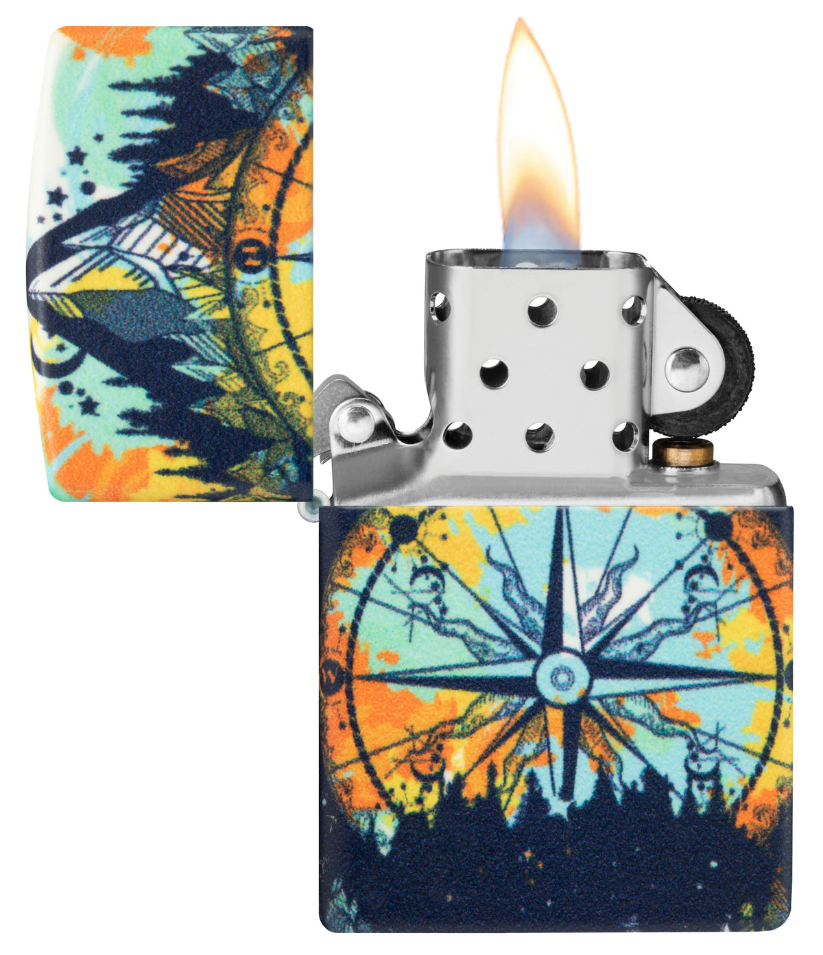 Zippo Compass Design, Glow-in-the-Dark Green Lighter #49805