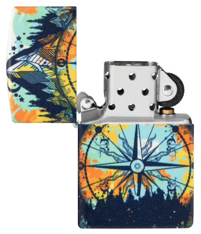 Zippo Compass Design, Glow-in-the-Dark Green Lighter #49805