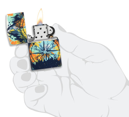 Zippo Compass Design, Glow-in-the-Dark Green Lighter #49805