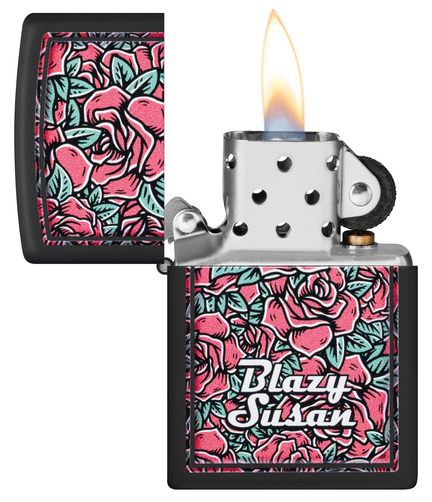 Zippo Blazy Susan Roses Pattern, Black Matte Lighter #47192