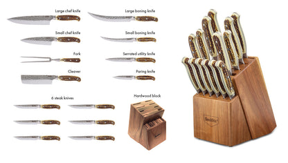 Smith's 15-Piece Cutlery Block Set Cabin & Lodge Stainless Steel Knife Set #51032