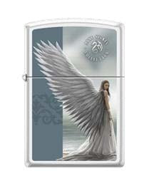 Zippo Anne Stokes Textured Angel Wings, White Matte Collectible Lighter #46405