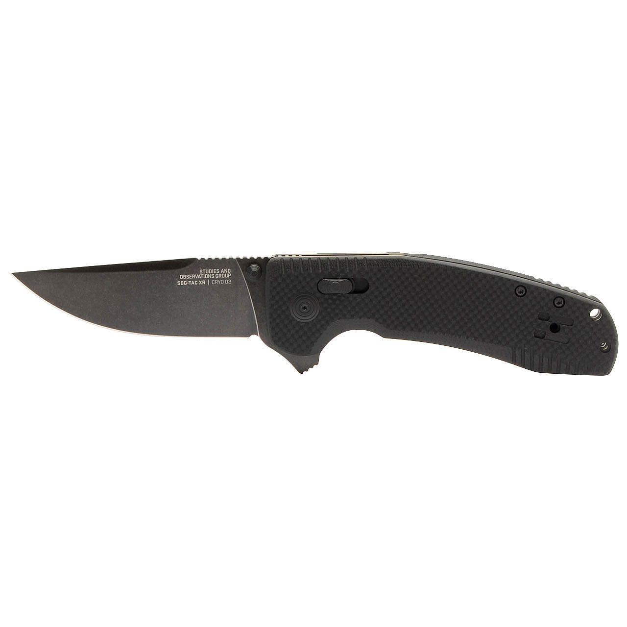 SOG SOG-TAC XR Folding Knife, Black, Stonewash Finish #12-38-01-41