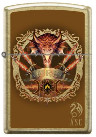 Zippo Anne Stokes Dragon Elemental Fire Design, Street Brass Collectible Lighter #46408