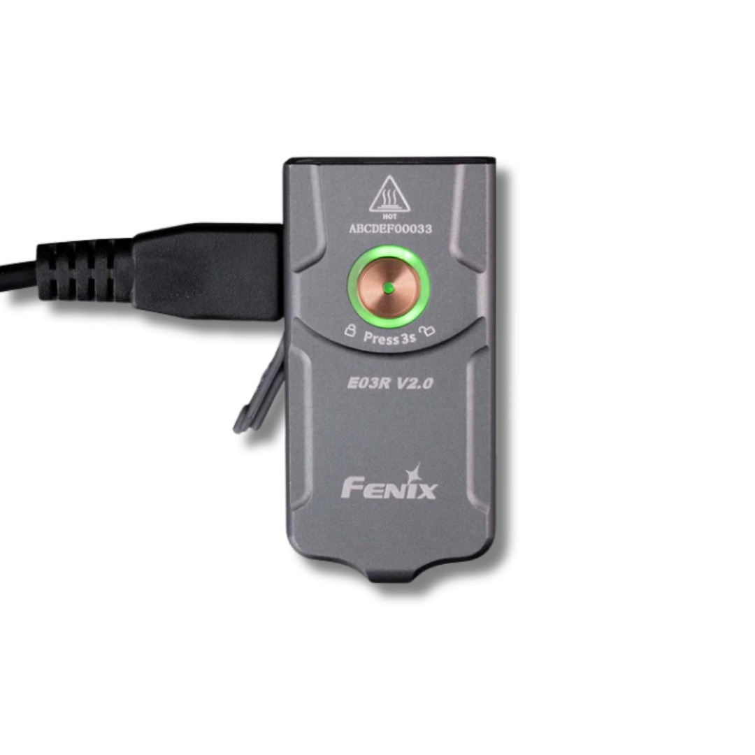 Fenix E03R V2.0 Keychain Flashlight 500 Lumens USB-C Rechargeable – Gray #E03RV2GY