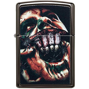 Zippo Split Face Zombie Design, High Polish Black Lighter #49117
