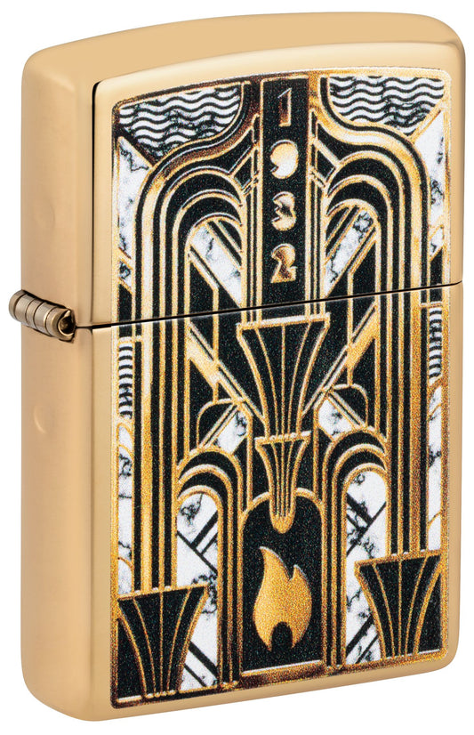 Zippo 1932 Flame Design High Polish Brass Lighter#46585