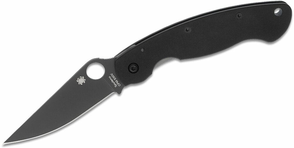 Spyderco Military Folding Knife, 3" Black Blade G10 Handles Made in USA #C36GPBK