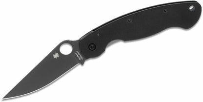 Spyderco Military Folding Knife, 3" Black Blade G10 Handles Made in USA #C36GPBK