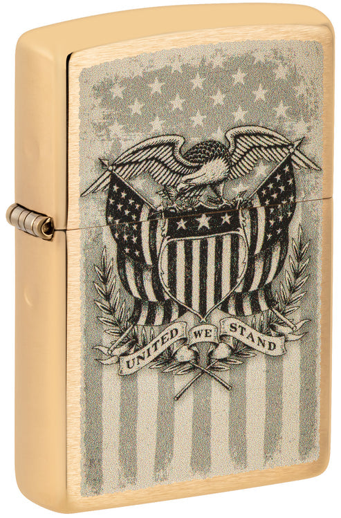 Zippo American Crest United We Stand, Brushed Brass Lighter #46230