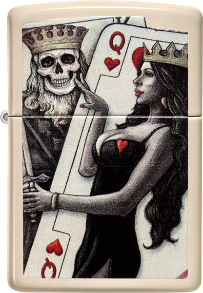 Zippo Skull King and Queen Playing Card, Flat Sand Lighter #49942