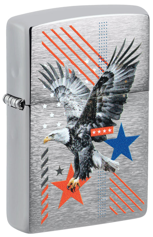 Zippo Abstract Americana Design, Brushed Chrome Lighter #46820