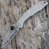 Spyderco Delica Titanium Damascus Knife, Comes in a Pouch #C11TIPD
