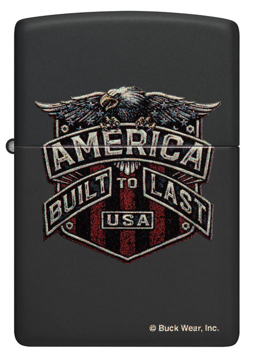 Zippo Buck Wear America Built To Last, Black Matte Lighter #46158