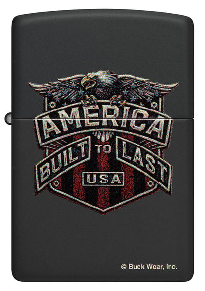 Zippo Buck Wear America Built To Last, Black Matte Lighter #46158