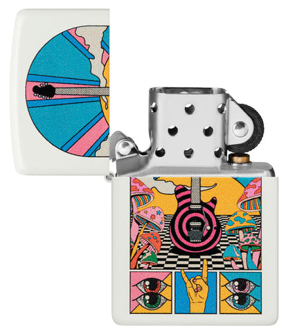 Zippo Retro Music Funky Design, White Matte Lighter #46167