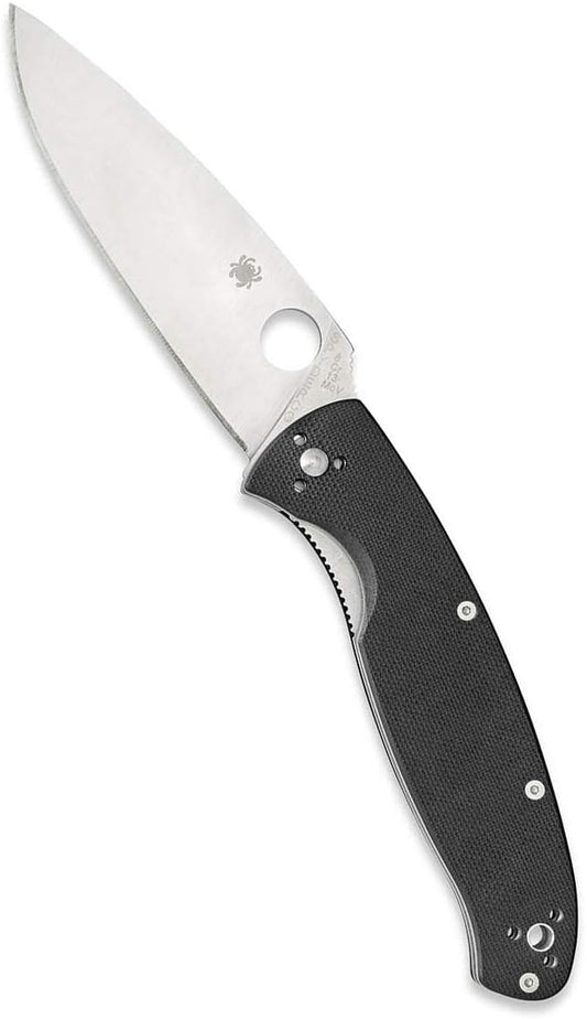 Spyderco Resilience G-10 Black Handle Plain Edge Folding Knife #C142GP