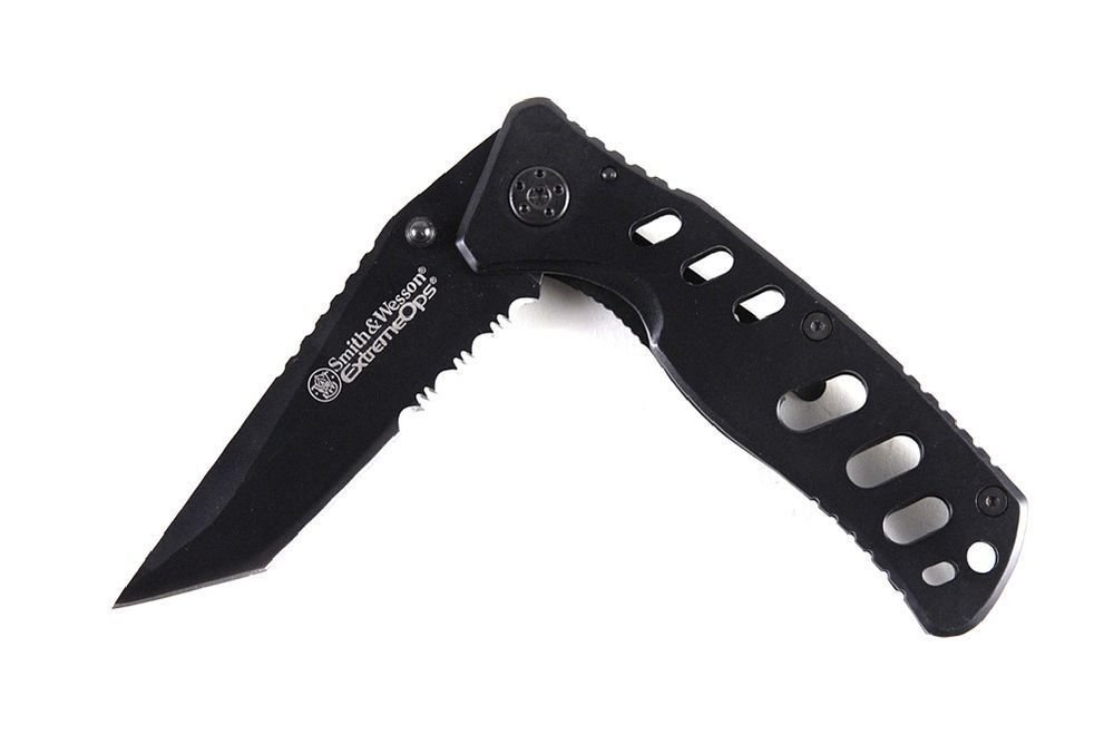 Smith & Wesson Extreme Ops Frame Lock Knife Tanto Serrated Pocket Clip #CK10HBS