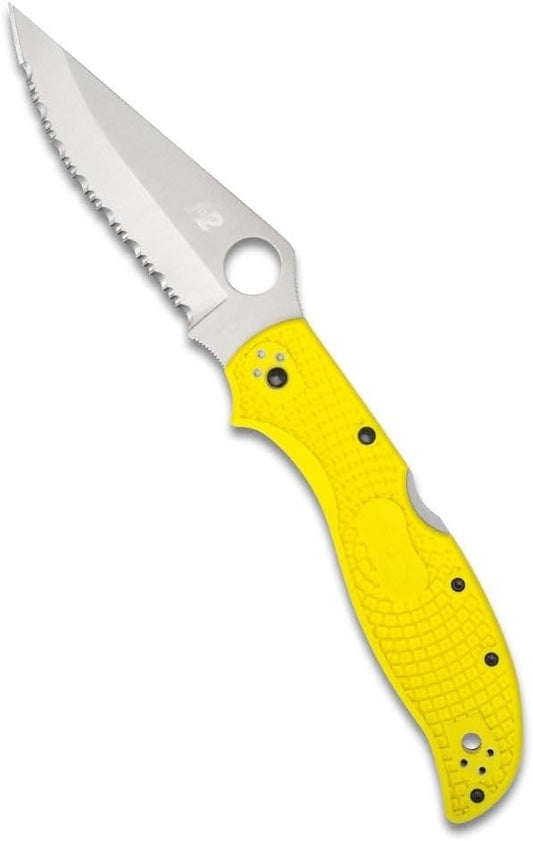 Spyderco Stretch 2 XL Salt Serrated Yellow Folding Knife #C258SYL