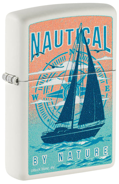 Zippo Buck Wear Nautical By Nature, White Matte Lighter #46150