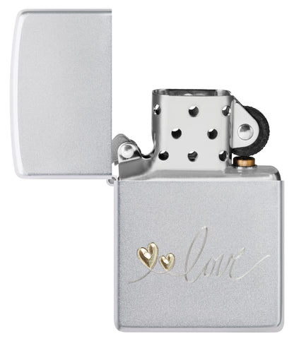 Zippo Love Scripture Two-Tine Engraving, Satin Chrome Lighter #48725