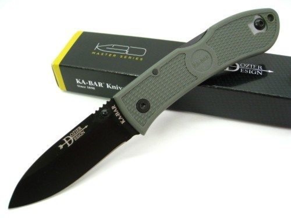 Ka-Bar Dozier Folding Hunter With Thumb Stud, Foliage Green #4062FG