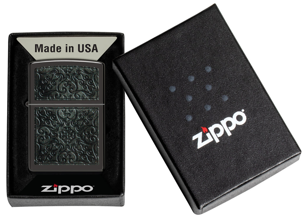 Zippo Scrollwork Pattern Design, High Polish Black #48961