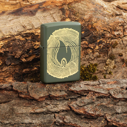 Zippo Wood Ring Design, Green Matte Lighter #48959