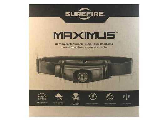 Surefire Maxiumus Headlamp, Li-Ion Rechargeable, 1000 Lumens, Black #HS3-A-BK