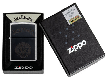Zippo Jack Daniels Leather Emblem, Street Chrome Lighter #47417